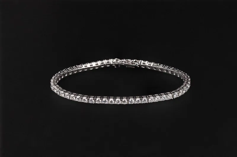Lab Grown Brilliant Cut Diamond Tennis Bracelet Sterling Silver 5.26ct