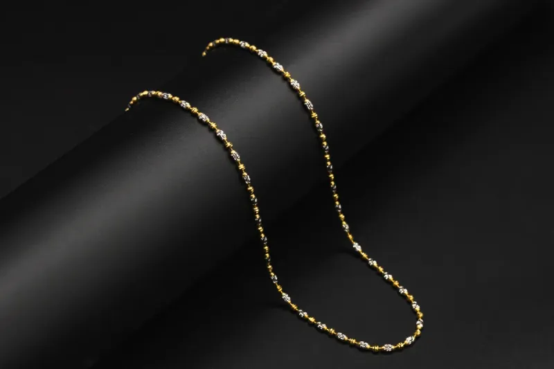 14ct Yellow Gold Diamond Cut Ball Chain Necklace 17"