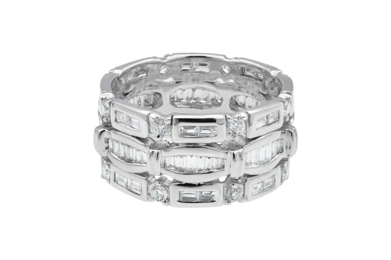 14ct White Gold Diamond Baguette & Brilliant Eternity Ring 2.00ct
