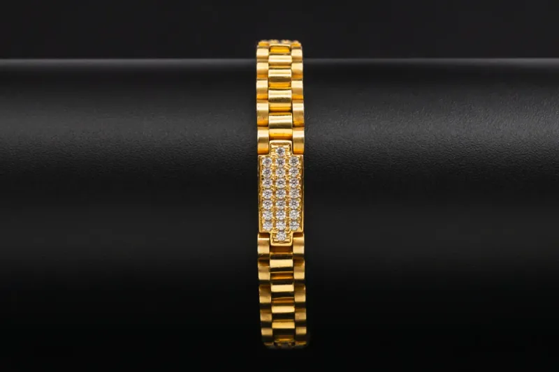 9ct Presidential Cubic Zirconia Childrens Bracelet 22.5g