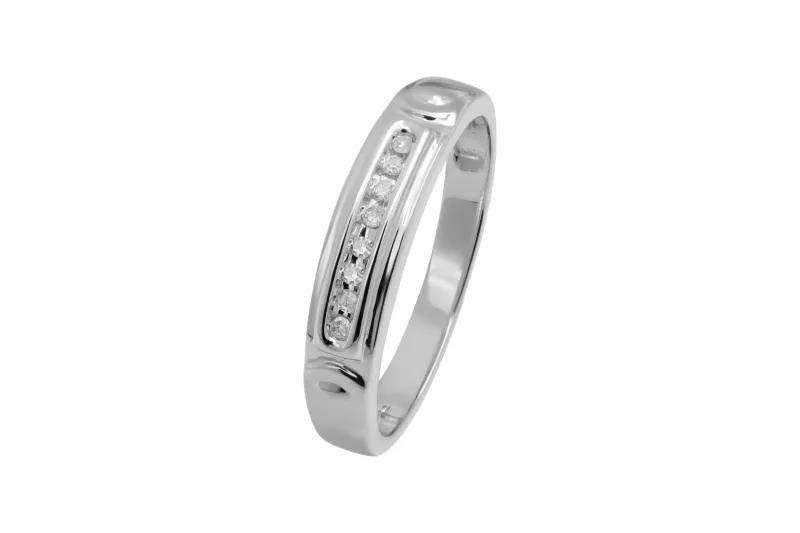 9ct White Gold Channel Set Diamond Eternity Wedding Band 0.08ct 2.1g