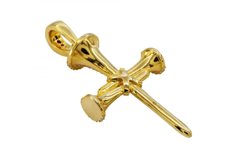 9ct Yellow Gold Diamond Nail Cross Pendant 0.56cts