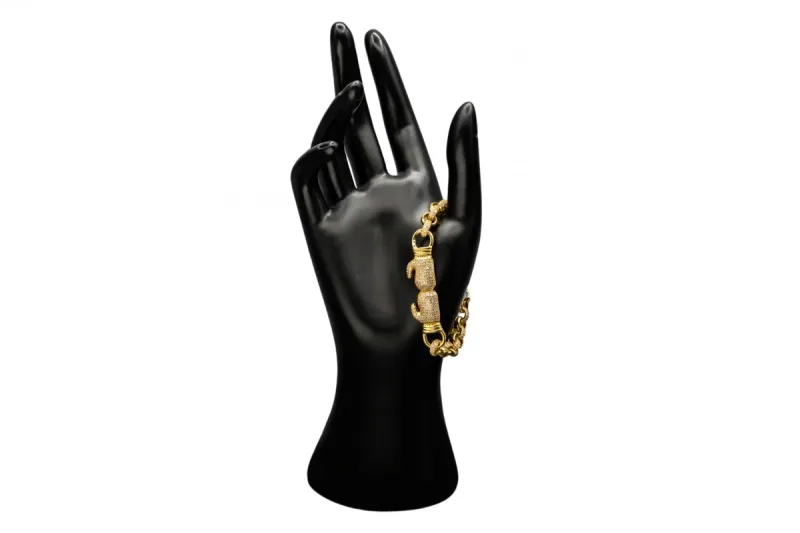 9ct Yellow Gold Kids Belcher Bracelet with CZ Boxing Glove Charm 18.8g
