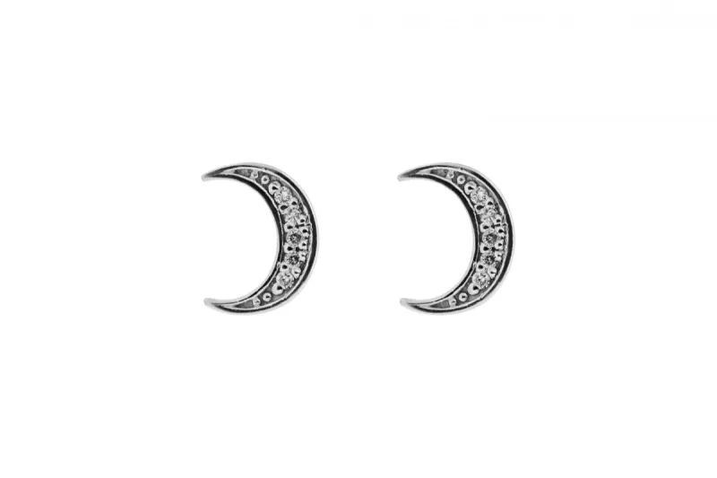 18ct White Gold Diamond Moon Stud Earrings 0.50ct