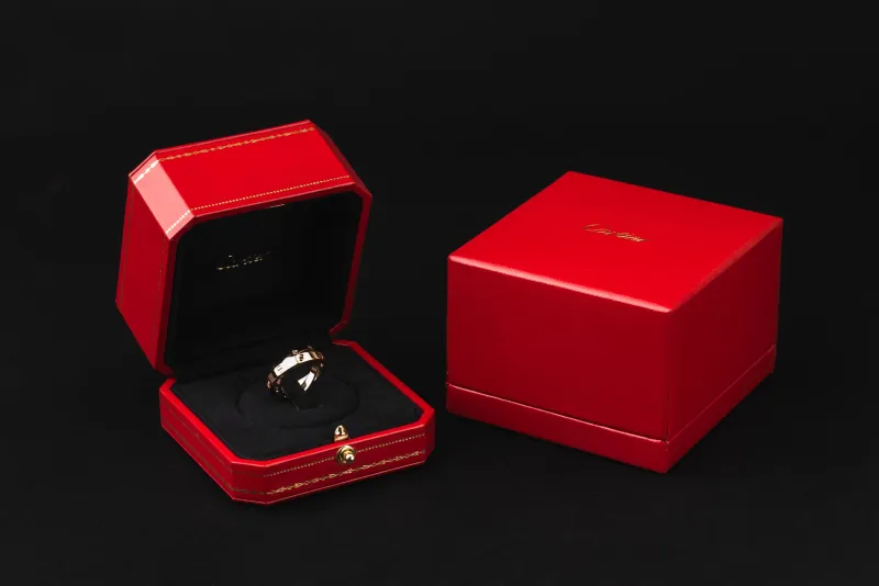 Cartier LOVE Double Ring Pink Sapphire Rose Gold Ring Size 53