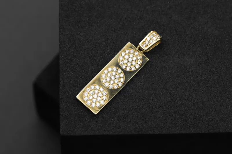 9ct Yellow Gold Cubic Zirconia Dog Tag  Pendant