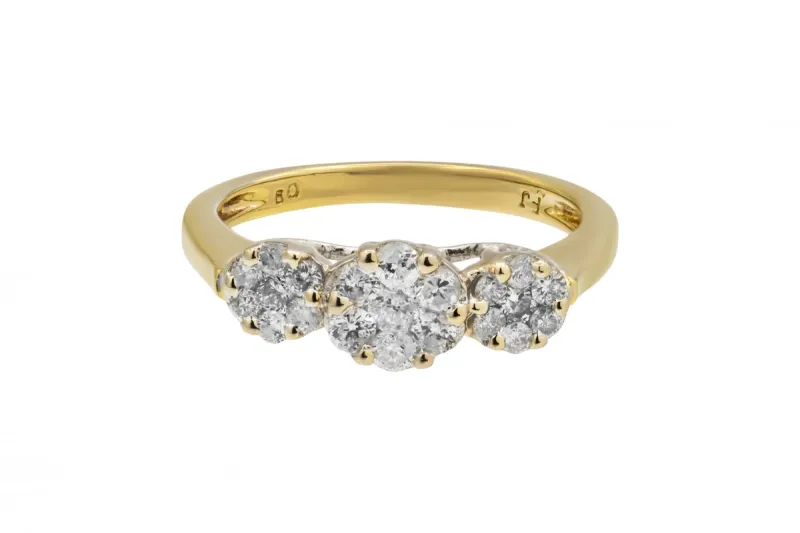 18ct Yellow Gold Diamond Flower Ring 0.14ct 3.27g