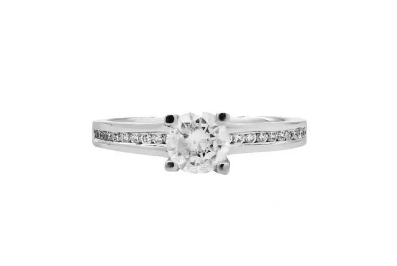 18ct White Gold Round Brilliant Diamond Engagement Ring 0.85ct