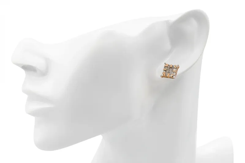 14ct Rose Gold Diamond Square Stud Earrings 0.75ct