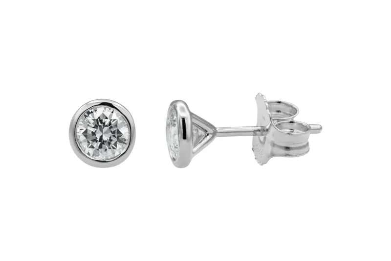 Sterling Silver Lab Grown Brilliant Cut Diamond Stud Earrings 1.06ct