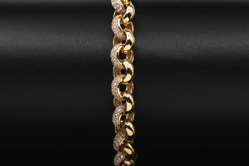 9ct Yellow Gold Belcher Cubic Zirconia Childrens Bracelet 21.4g