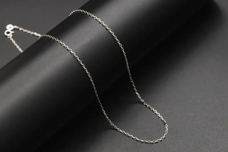 9ct White Gold Anchor Link Chain 16" 2.6g