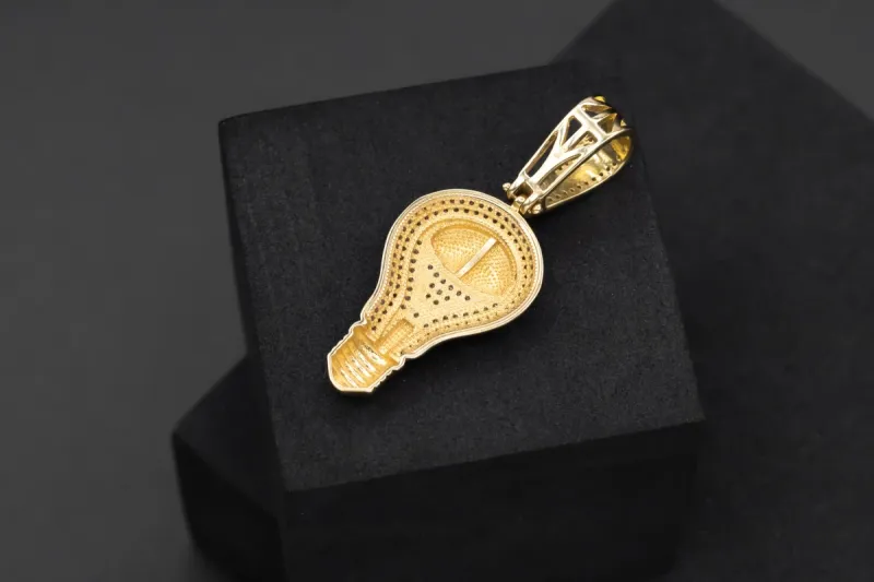 9ct Yellow Gold Cubic Zirconia Light Bulb Pendant