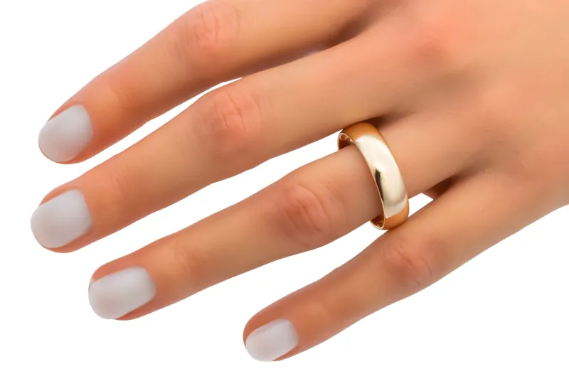 9ct Rose Gold D-Shape Wedding Band 6mm