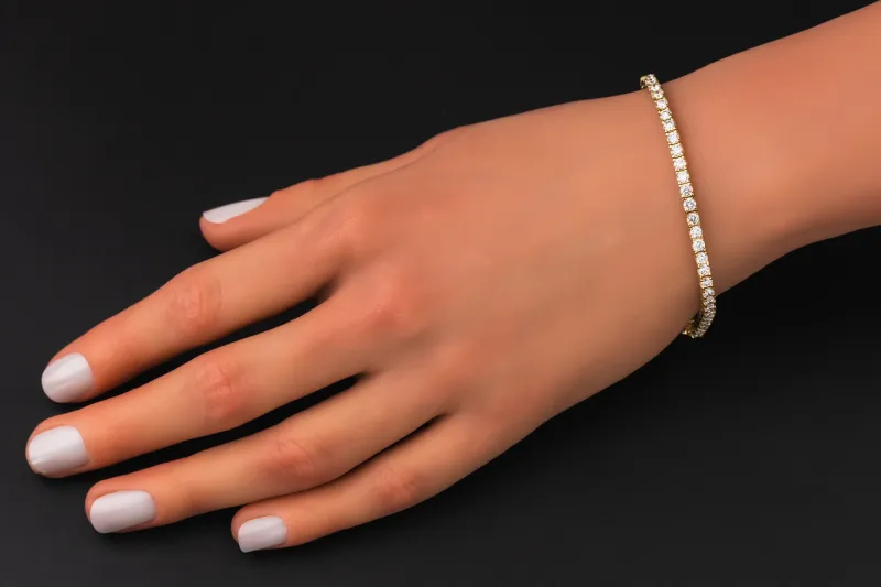 Lab Grown Brilliant Cut Diamond Gold Plated Sterling Silver Tennis Bracelet 4.41ct
