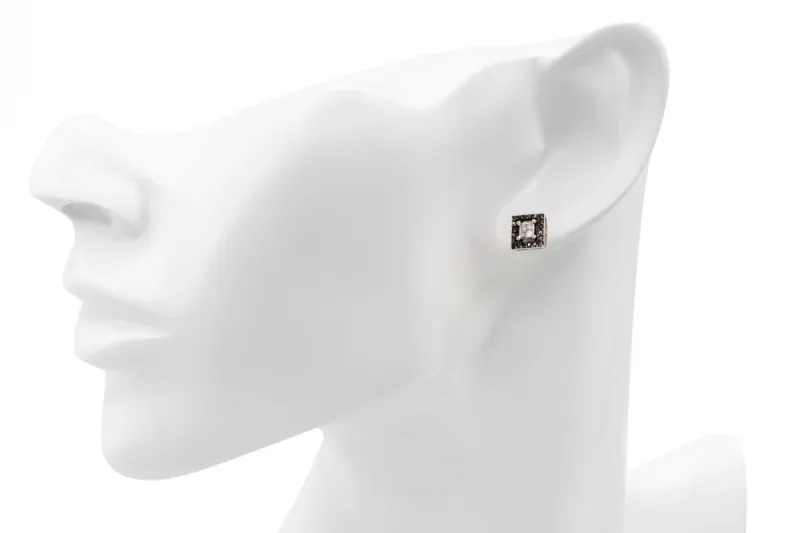 9ct White Gold Black & White Diamond Stud Earrings 0.35ct 2g