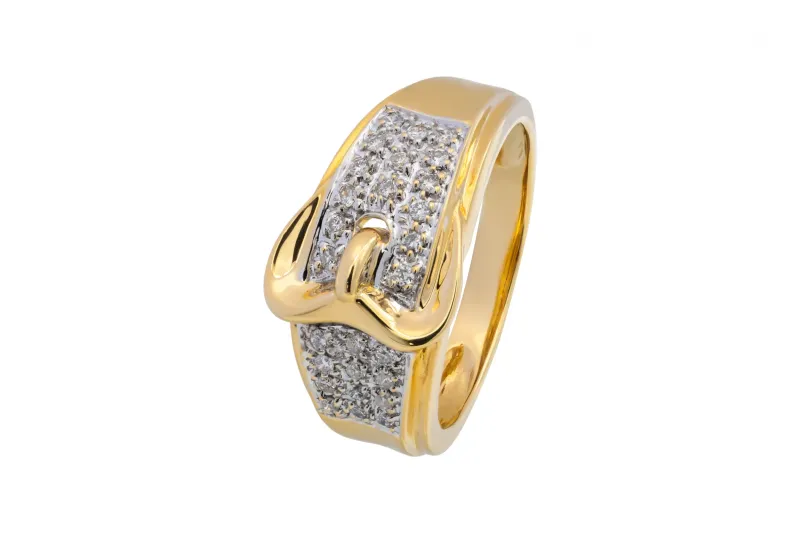 18ct Yellow Gold Belt Diamond Ring 0.15ct 6.1g