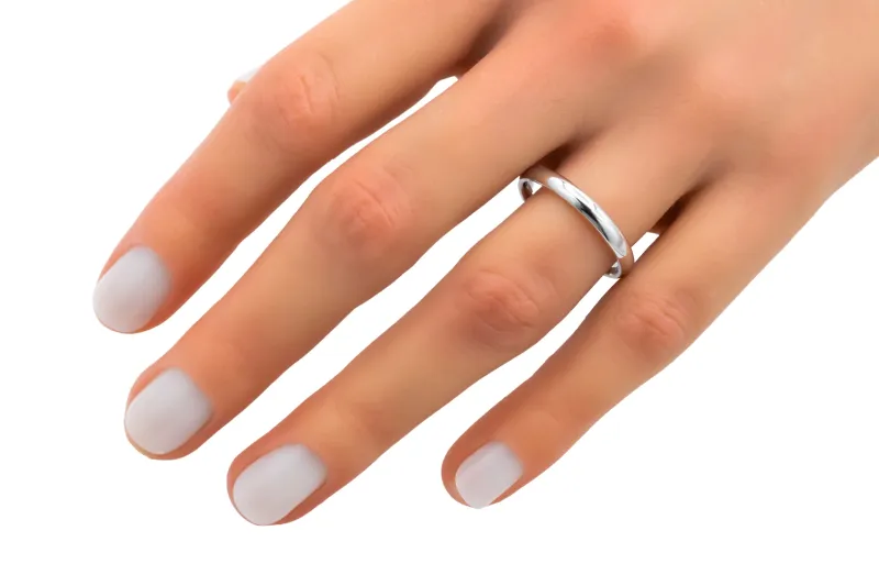 18ct White Gold D-Court Wedding Band