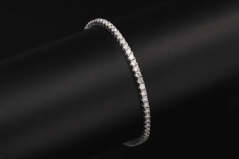 Sterling Silver Lab Grown Brilliant Cut Diamond Tennis Bracelet 3.19ct