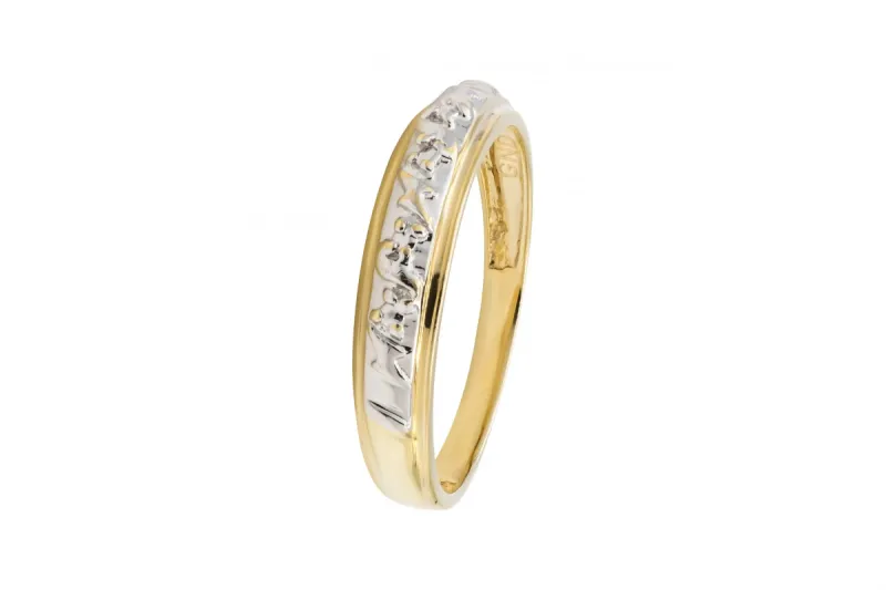 9ct Yellow & White Gold Detailing Ring 1.5g