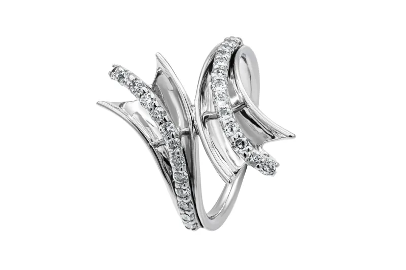 14ct White Gold Diamond Art Deco Ring 0.47ct 4.3g