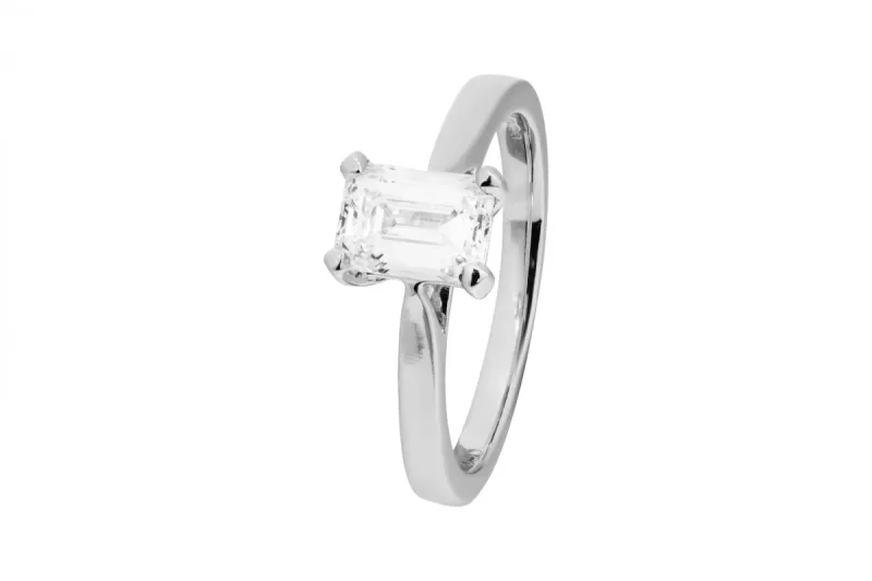 Platinum LAB Diamond Emerald Engagement Ring 1.06ct IGI Certified