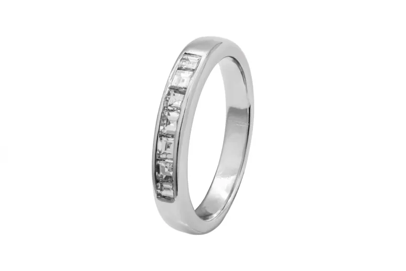 Platinum Eternity Step Cut Diamond Ring 0.35ct 4.9g