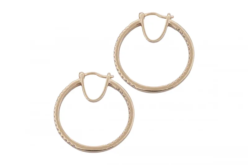 18ct Rose Gold Elegant Pavé Set Diamond Hoops 0.55ct