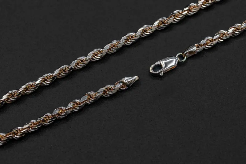 9ct Rose Gold Diamond Cut Rope Chain 34.8g