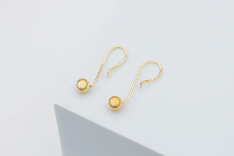 9ct Yellow Gold Elegant Euroball Earrings Lightweight 1.2g