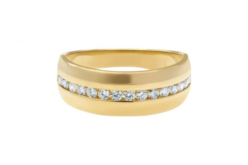 14ct Yellow Gold Diamond Wedding Band 0.74ct