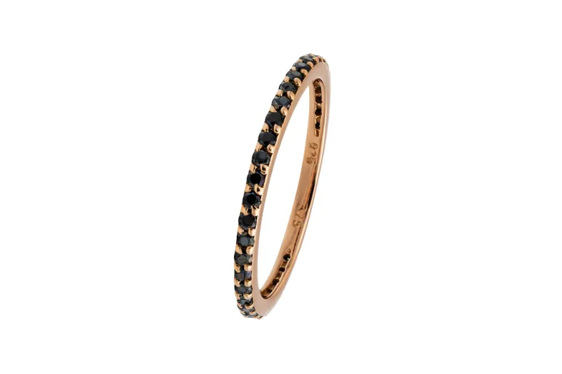 9ct Yellow Gold Black Diamond Ring 0.75ct 1.2g