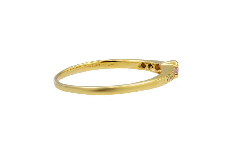18ct Yellow Gold Natural Pink & White Diamond Ring 0.12ct SI 2g