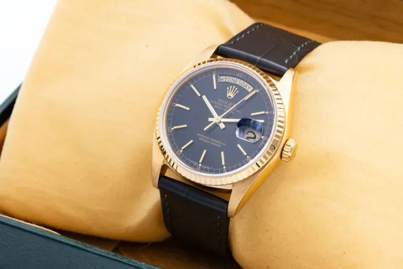 Rolex Day-Date 36mm Black Leather 18038 1978