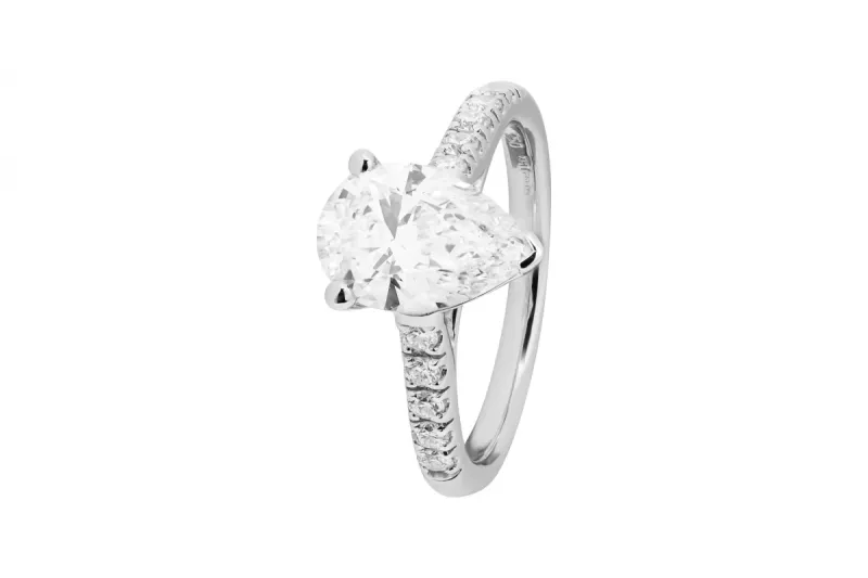 18ct White Gold Pear Lab Diamond Engagement Ring 1.60ct IGI Certified