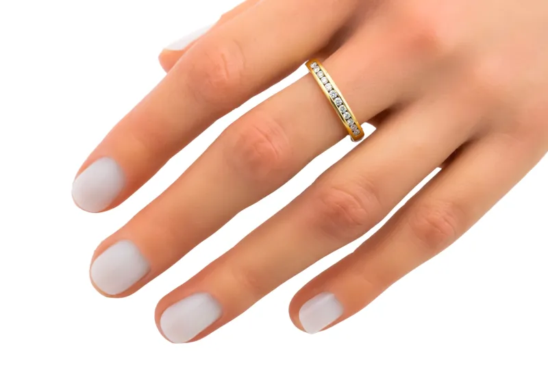 18ct Yellow Gold Channel Set Diamond Band Ring 0.50ct