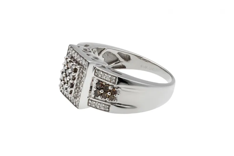 14ct White Gold Brown & White Diamond Ring 0.65ct 6.3g