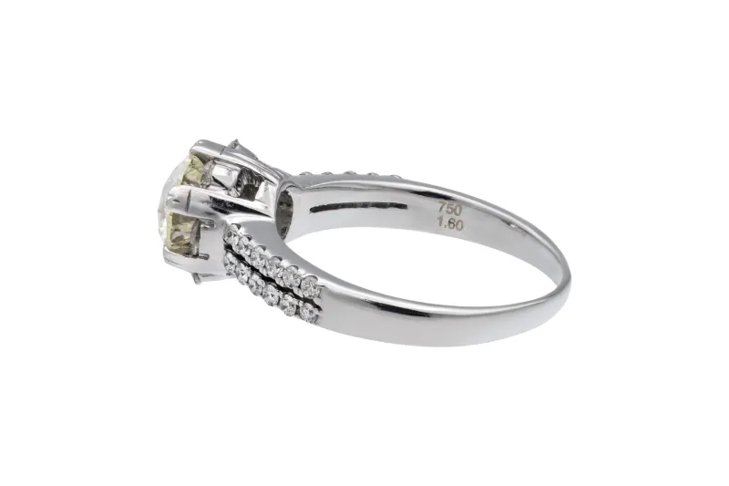 18ct White Gold Round Brilliant Diamond Split Shank Engagement Ring 2.44ct