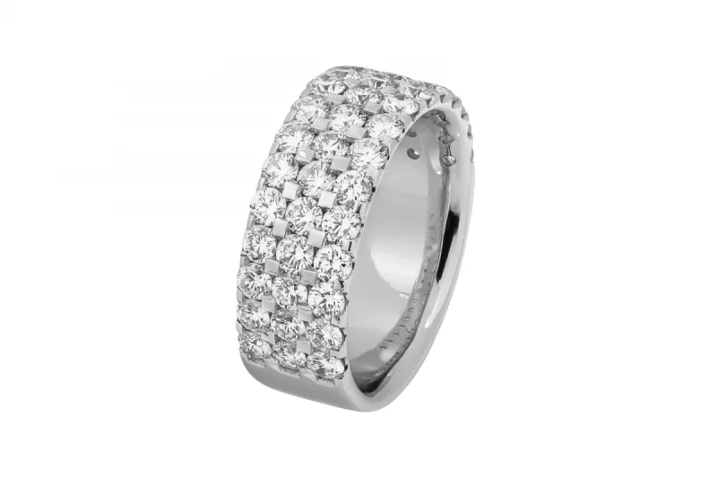 18ct White Gold Triple Row Diamond Half Eternity Ring 2.30ct