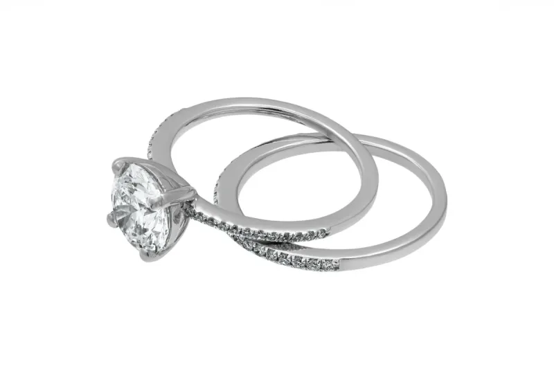 18ct White Gold Lab Diamond Engagement Ring Set 1.90ct GIA Certified