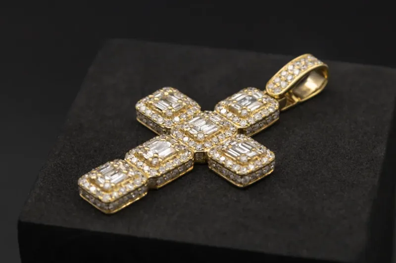9ct Yellow Gold Diamond Cross Pendant 2.00ct