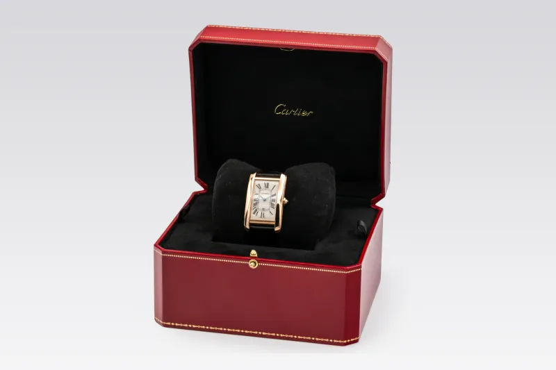 Cartier Tank Americaine 45.1x26.6mm Black Leather W2609156/2505 Circa 2010