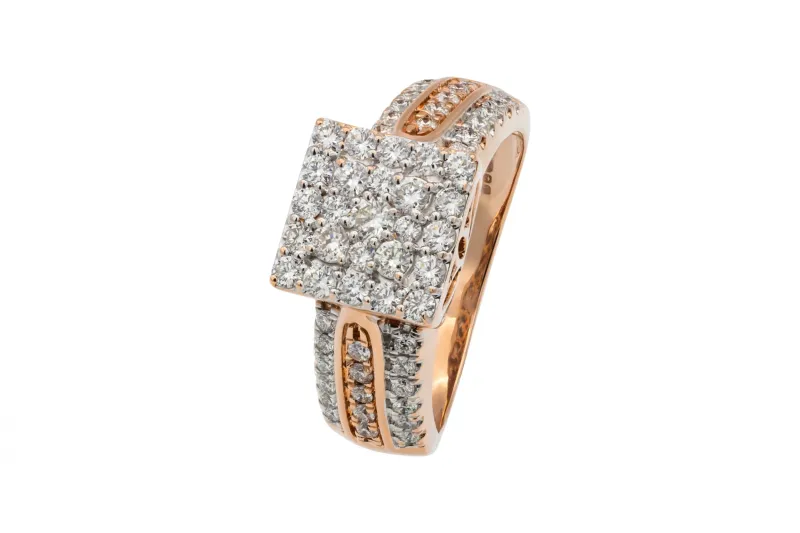 9ct Rose Gold Diamond Mens Ring 1.60ct