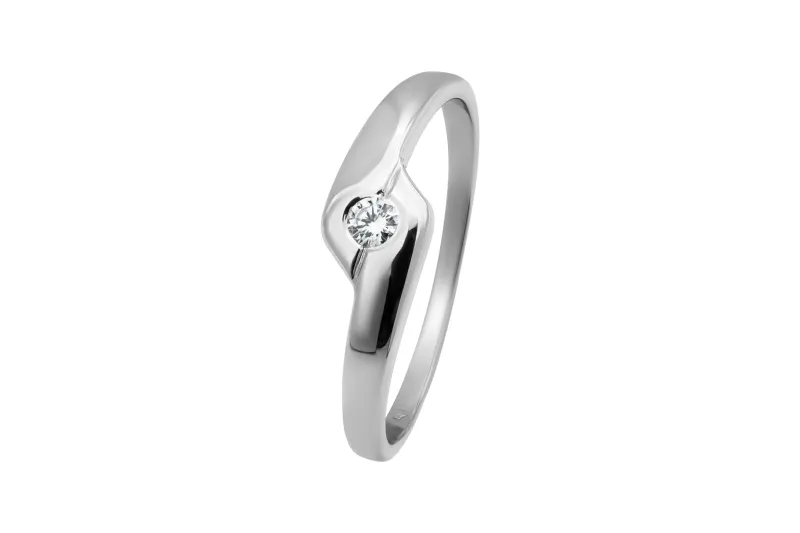 9ct White Gold Diamond Ring 0.07ct 2.4g