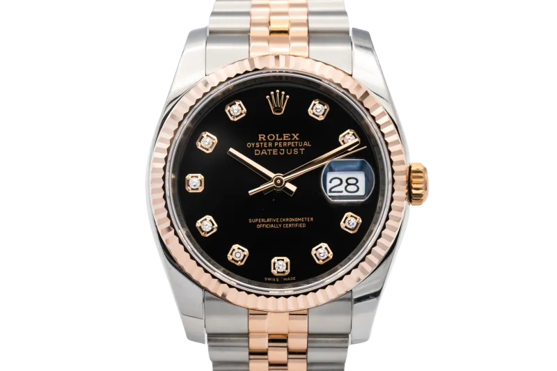 Rolex DateJust 36mm Stainless Steel 18ct Rose Gold Jubilee 116231 2016