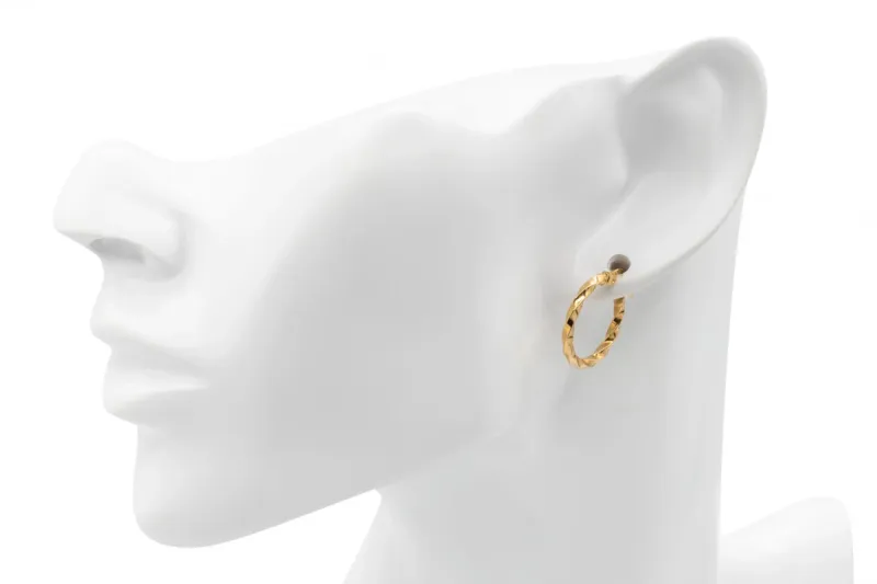 9ct Yellow Gold Twisted Hoop Earrings 1.1g
