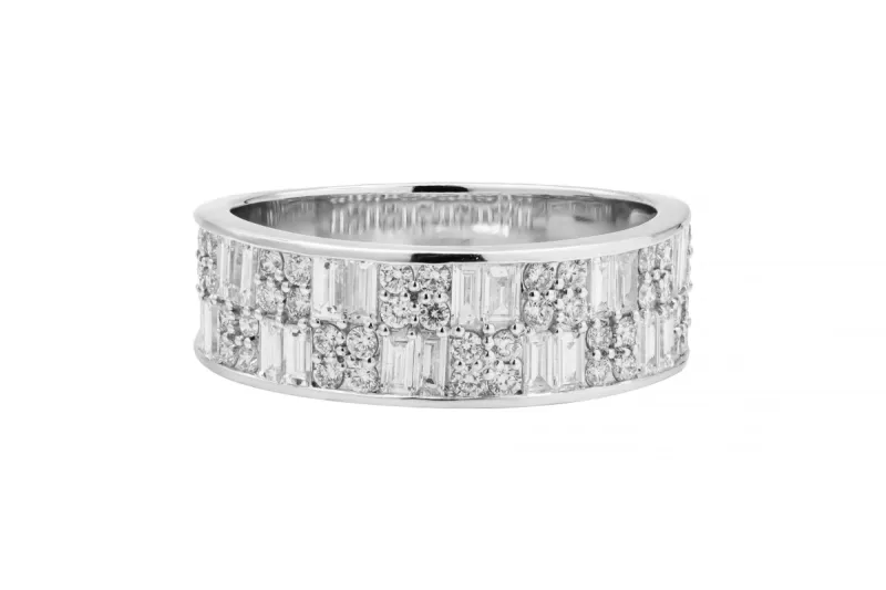9ct White Gold Mens Diamond Ring 1.21ct