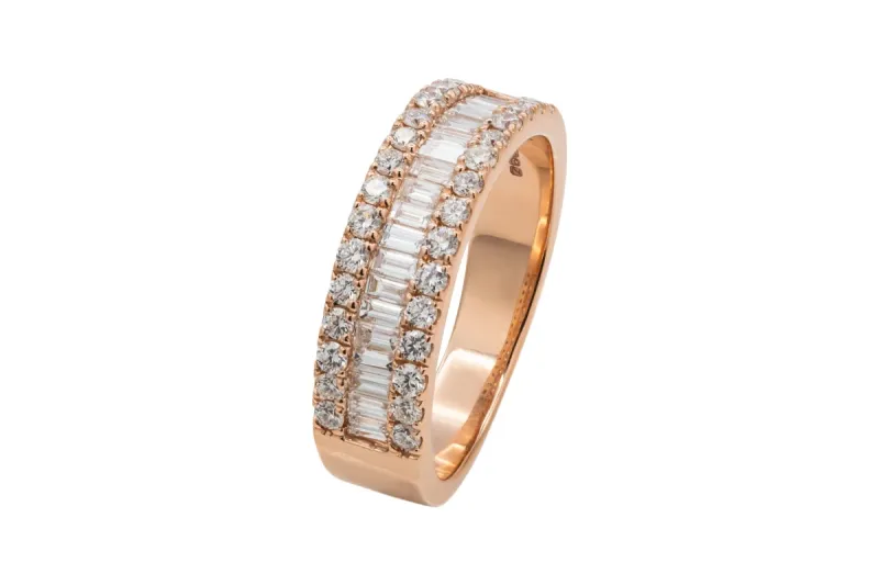 9ct Rose Gold Diamond Half Eternity Ring 1.15ct