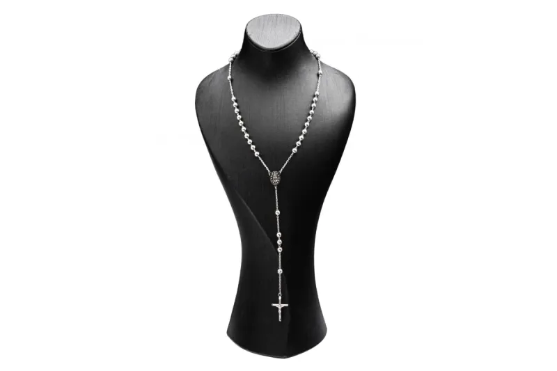 9ct White Gold Rosary Beads 21.2g