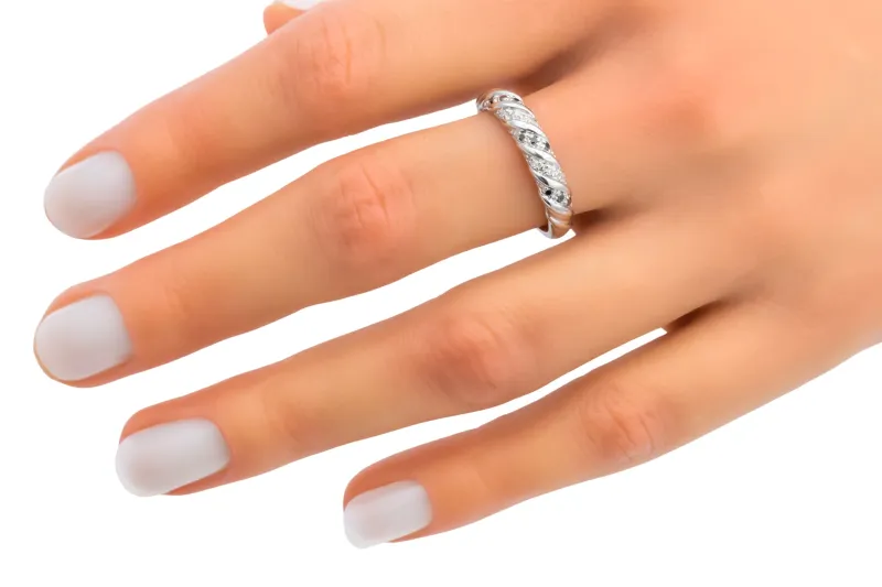 9ct White Gold Micro Pave Black and White Diamond Ring 0.10ct